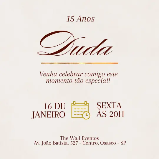 15 Anos Duda – Convite Virtual